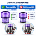 Top-down view of Dyson V11 Outsize filters and packaging.