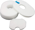 Replacement filter kit pieces for Shark Rocket HV300 arranged on white.