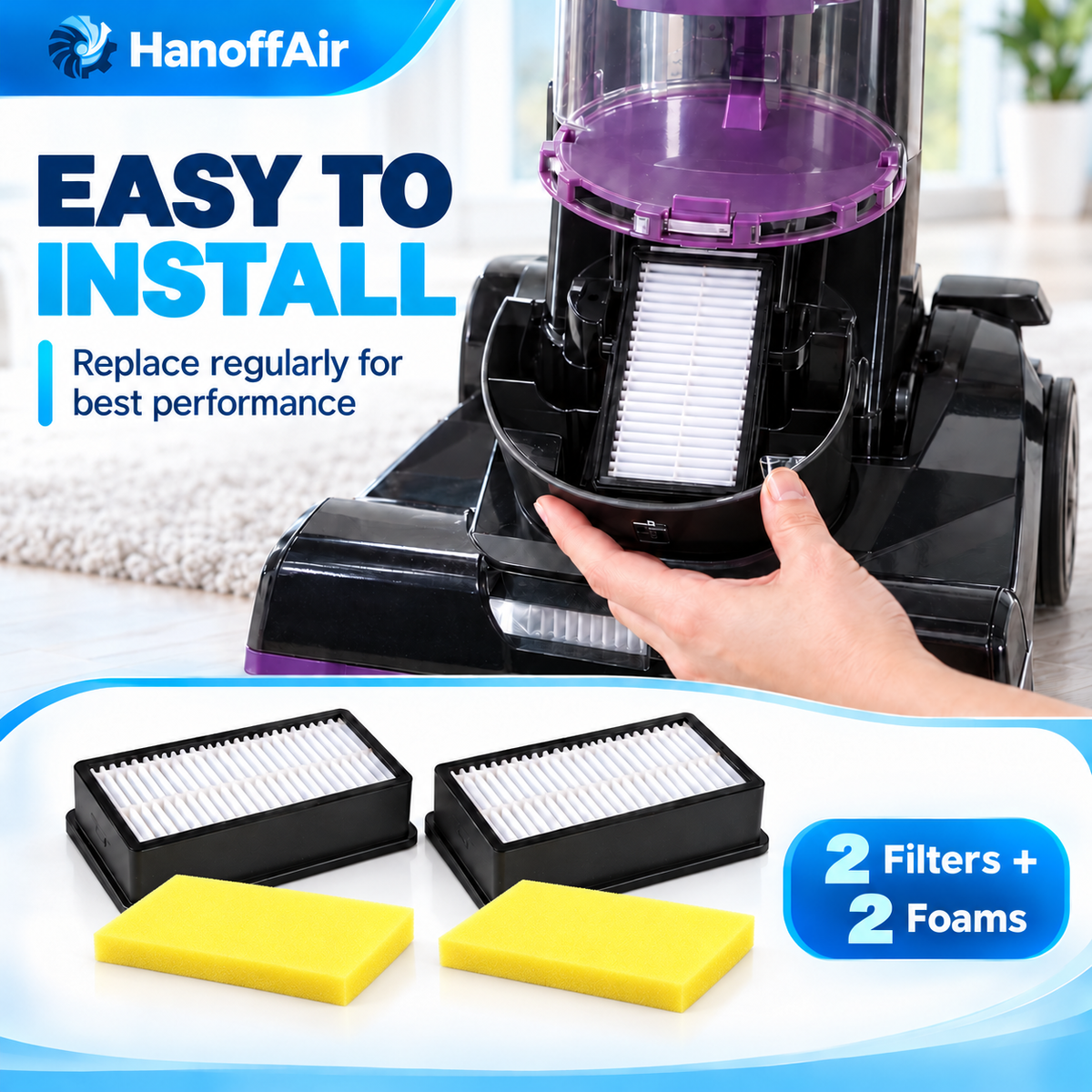 Replacement filter pieces for Bissell CleanView kit shown on white.