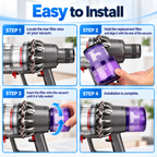Packaged three-pack of Dyson V11 Outsize replacement filters with labels.