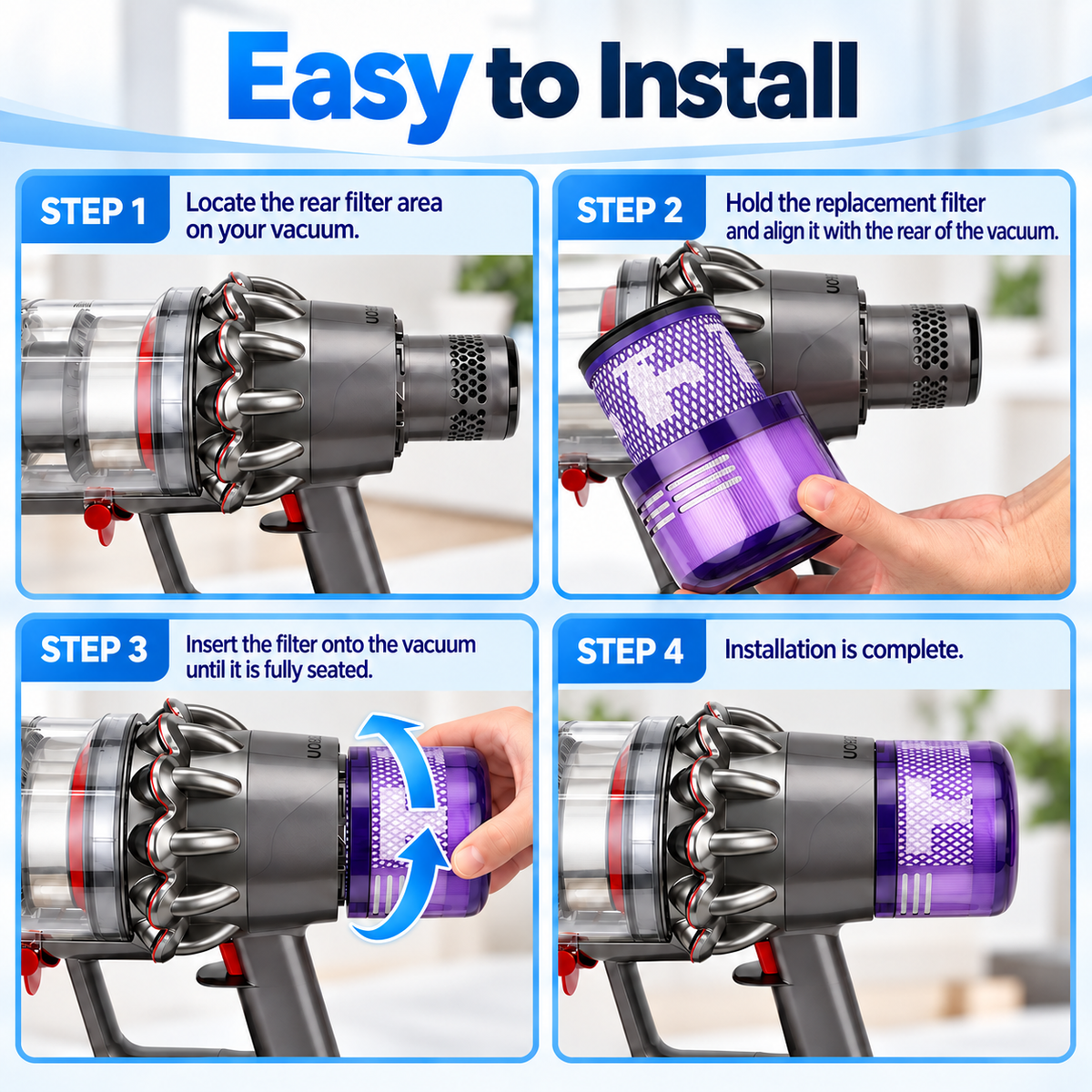 Packaged three-pack of Dyson V11 Outsize replacement filters with labels.