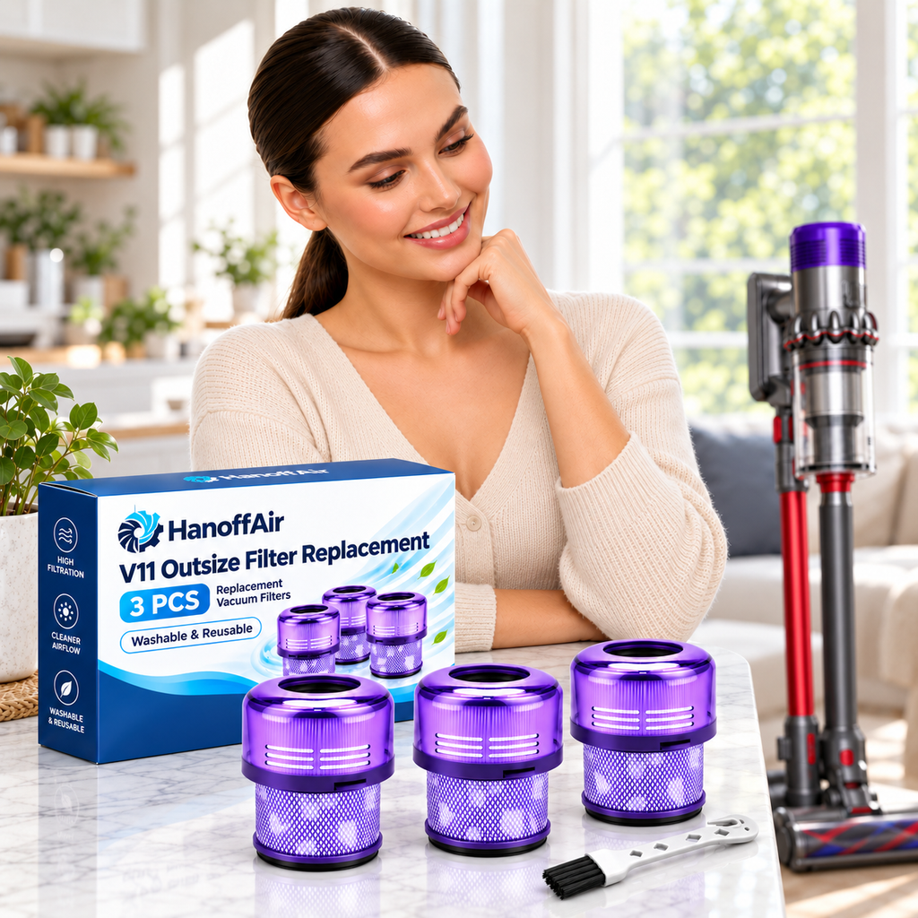 Replacement filters for Dyson V11 Outsize shown with product labeling.